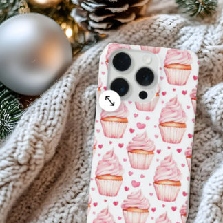 Caixa de iPhone Cupcakes & Corações Rosa Fofa Doce