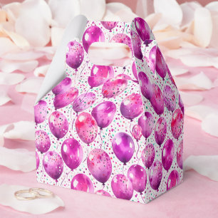 Caixa de Lembrança com Padrão de Balões Rosa Elega