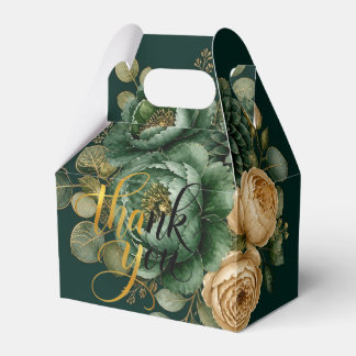Caixa de lembrança de buquê floral verde esmeralda