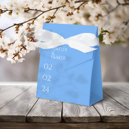 Caixa de Lembrança de Casamento Azul Minimalista