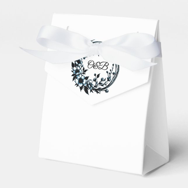 Caixa de Lembrança de Casamento com Monograma Flor (Frente)