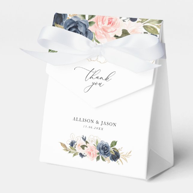 caixa de lembrança de casamento floral elegante em (Frente)