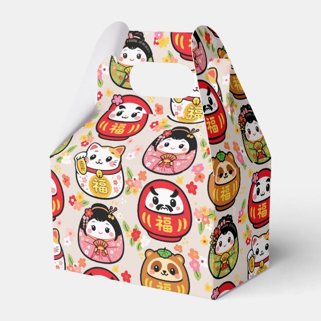 caixa de lembrança de padrão japonês daruma (Frente)