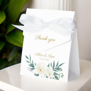 Caixa de Lembrança Flores Elegantes Verde Branco P