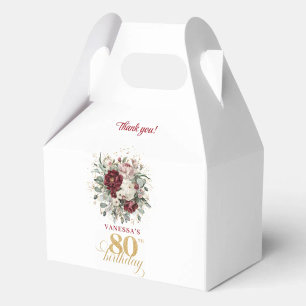 Caixa de Lembrança Rosa Elegante Borgonha para 80º
