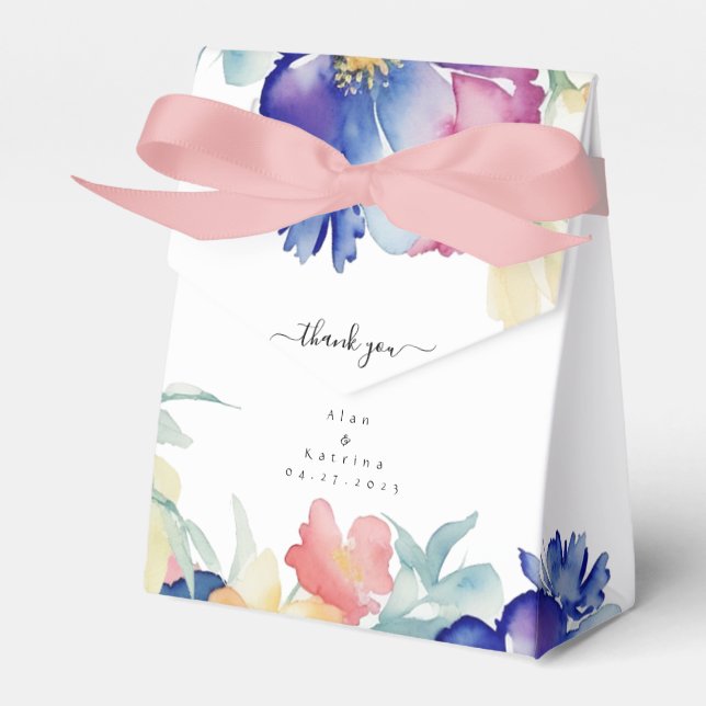 Caixa de Lembrancinhas de Flores Vibrantes Boho (Frente)