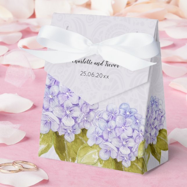 Caixa de Lilás Hydrangea Pintada à Mão (Casamento)