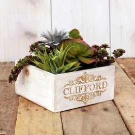 Caixa de Plantador de Madeira com gravação de lava