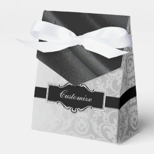 Caixa de prata & preta personalizada 2 do favor do