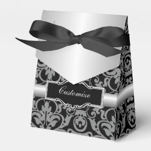 Caixa de prata & preta personalizada do favor da