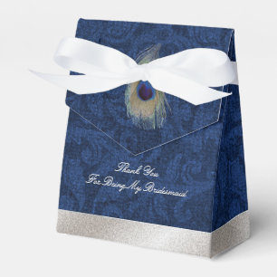 Caixa de presente azul do casamento da pena do