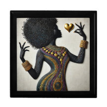 Caixa 4 da BMSC AfroCentric Wooden Jewelry Keepsas