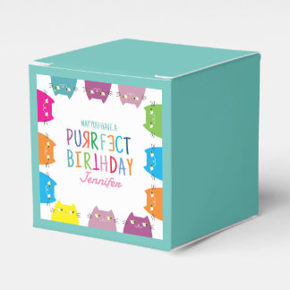 Caixa de Presente de Aniversário de Gato Kawaii