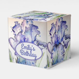 Caixa de Presente de Aniversário Floral Íris Azul 