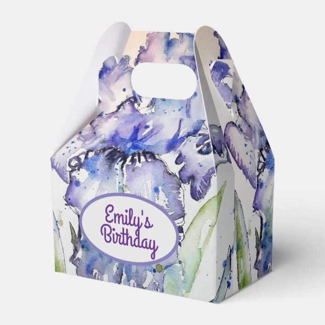 Caixa de Presente de Aniversário Floral Íris Azul  (Frente)