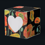 Caixa de Presente de Bolo de Casamento Floral Amar<br><div class="desc">Caixas de Presente de Bolo de Casamento com Papoula Laranja em preto flores Florais. Projetado a partir de uma de minhas pinturas em aquarela.</div>