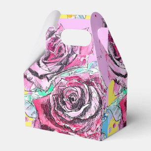 Caixa de Presente de Bolo de Casamento Rosa Vermel