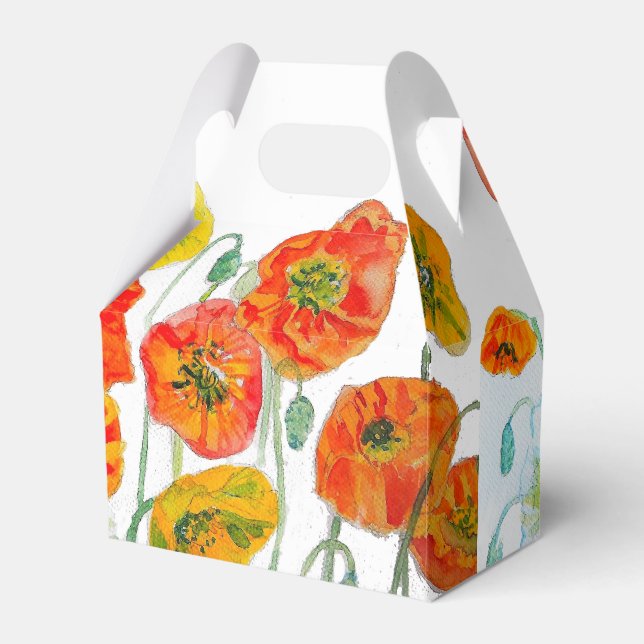Caixa de Presente de Casamento com Flor de Papoula (Frente)