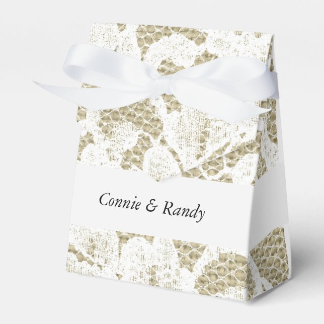 Caixa de Presente de Casamento em Tecido Burlap e  (Frente)