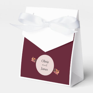 Caixa de Presente de Casamento Floral Borgonha