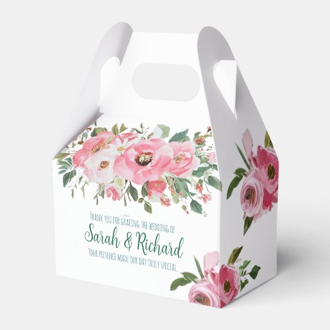 Caixa de Presente de Casamento Floral Rosa Vibrant (Frente)