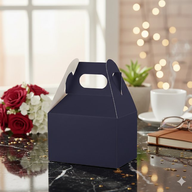 Caixa de Presente de Cumeeira Azul Marinho Persona (Customizable Navy Blue Simple Attractive Gable Favor Boxes)