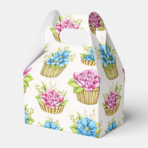 Caixa de Presente de Cupcakes Florais