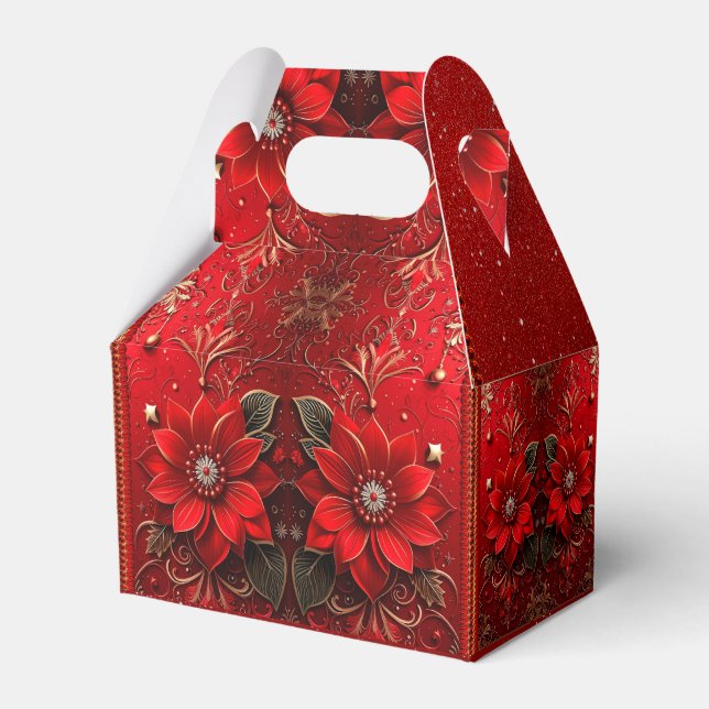Caixa de Presente de Feriado Flor Vermelha (Frente)