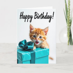 Caixa de Presente de Gatinho Divertido Cartão de A