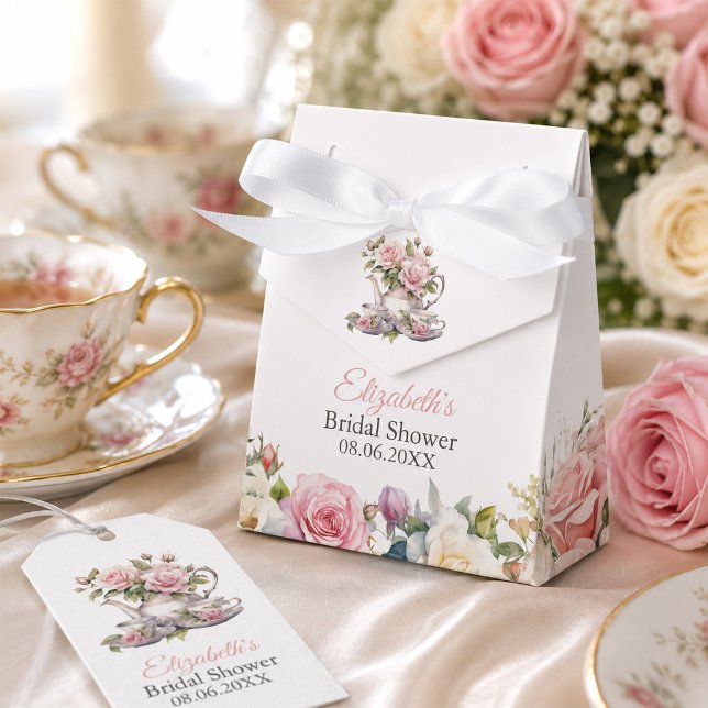 Caixa de Presente de Lembrança de Chá de Noiva Ros (Blush Pink Bridal Shower Favor Gift Box)