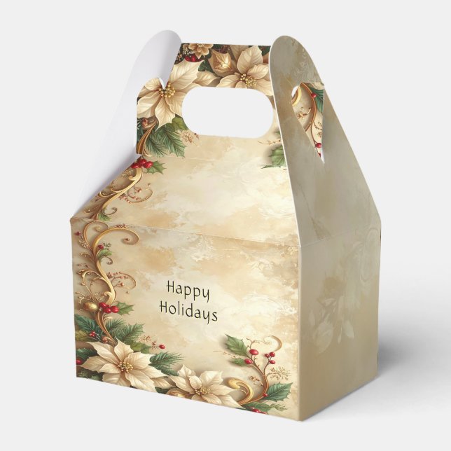 Caixa de Presente de Natal com Arranjo Floral (Verso)