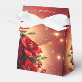 Caixa de Presente de Natal Floral Vermelha