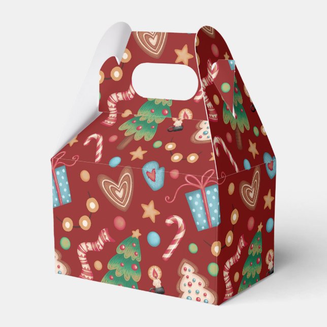Caixa de Presente de Natal Vermelha com Tampa em F (Frente)