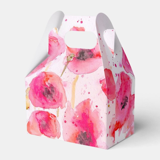 Caixa de Presente de Noiva Floral de Papoula Verme (Frente)