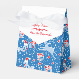 Caixa de presente de padrão de Natal vermelho azul
