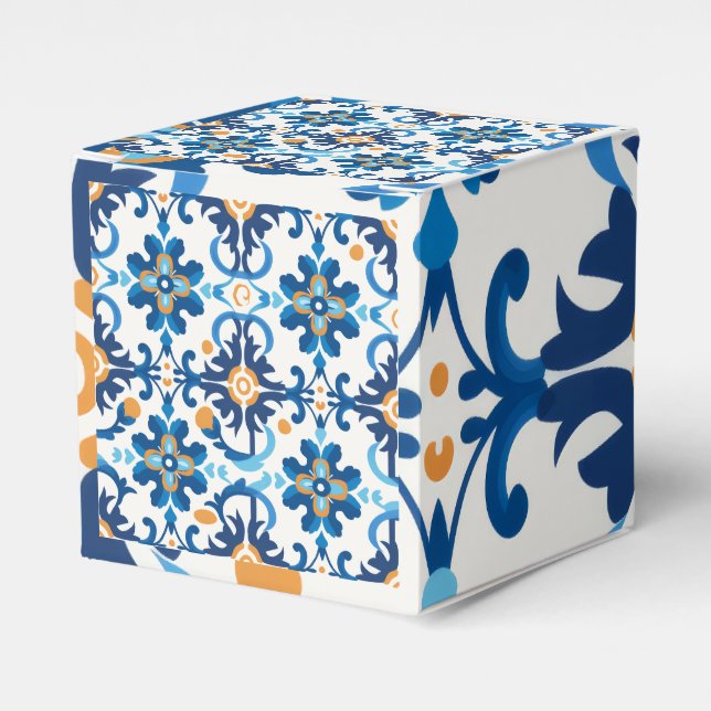 Caixa de presente de Xadrez azul e castanho (Frente)