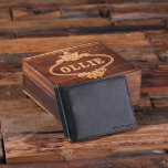 Caixa de Presente e Carteira de Titular de Cartão<br><div class="desc">Este conjunto vem com uma carteira e uma caixa de madeira. É um presente especial para um pai,  namorado ou marido. Os cartões de crédito e de moeda são mostrados para escala e não estão incluídos (desculpe).</div>