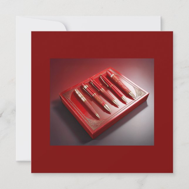 Caixa De Presente E Cinco Canetas De Ponto De Cone (Frente)