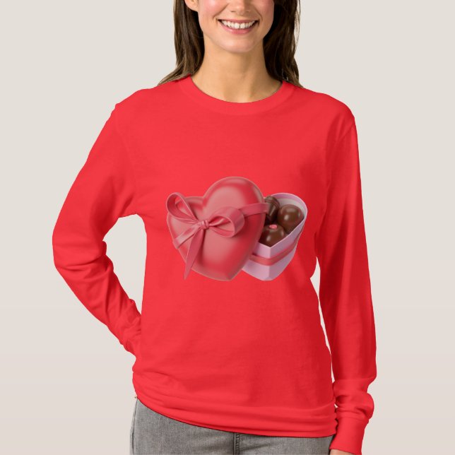 Caixa de Presente em Forma de Coração – T-Shirt de (Frente)