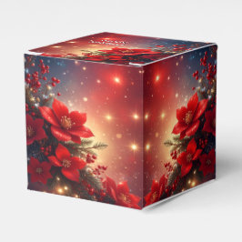 Caixa de Presente Floral de Natal Vermelho