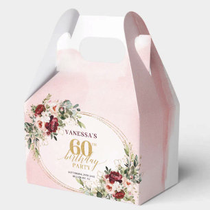Caixa de Presente Floral Vermelho Profundo Chic Bo