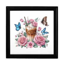 Iced Coffee & Butterfly Floral Art