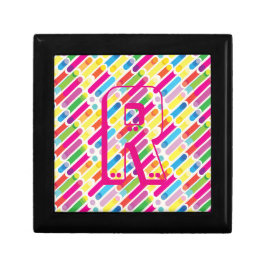 Caixa De Presente Monograma Rainbow Diagonal Lines, Pop