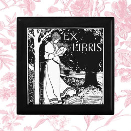 Caixa De Presente Mulher Lendo Arte Nouveau