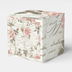 Caixa de Presente Quadrada - Design de Rosas Rosa