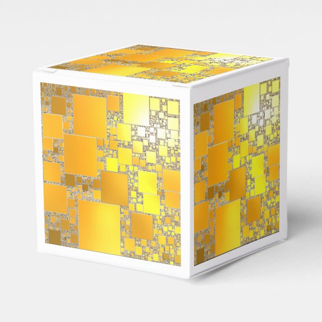 Caixa de Presente Quadrado Amarelo e Laranja (Frente)