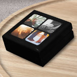 Caixa De Presente Quadro Arredondado do Modelo de Fotografia 4<br><div class="desc">Grade de Fotografias Personalizada 4 com Quadro Preto Arredondado.</div>