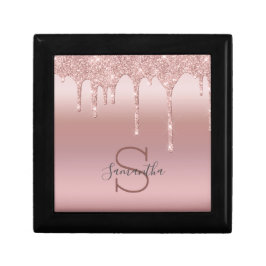 Caixa De Presente Rosê Dourado Brilho Gotejante Blush Rosa Tendência