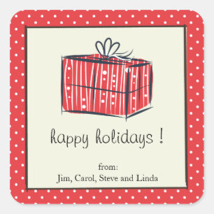 Caixa de presente vermelha bolinhas adesivos de fé