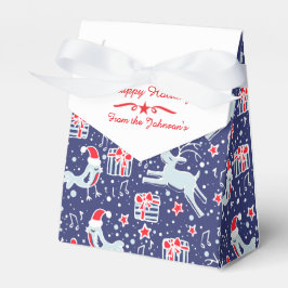 Caixa de presentes de Natal vermelha azul-de-galin